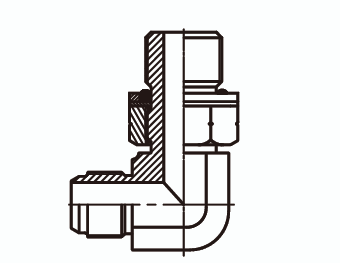 Адаптер угловой 90° Ш - Ш метрический с уплотнительным кольцом
