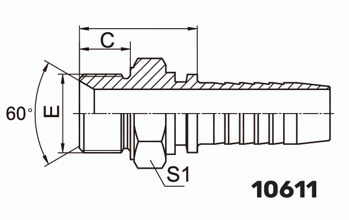 Фитинг DK Штуцер 0° DN 20