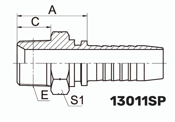 Фитинг BSPT Штуцер 0° DN 38