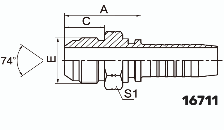 Фитинг JIC Штуцер 0° DN 8
