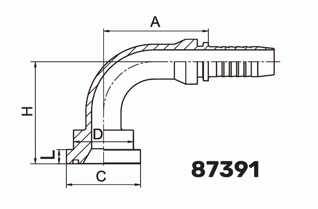 Фитинг фланцевый SF 3000PSI (SFL) 90° DN 32